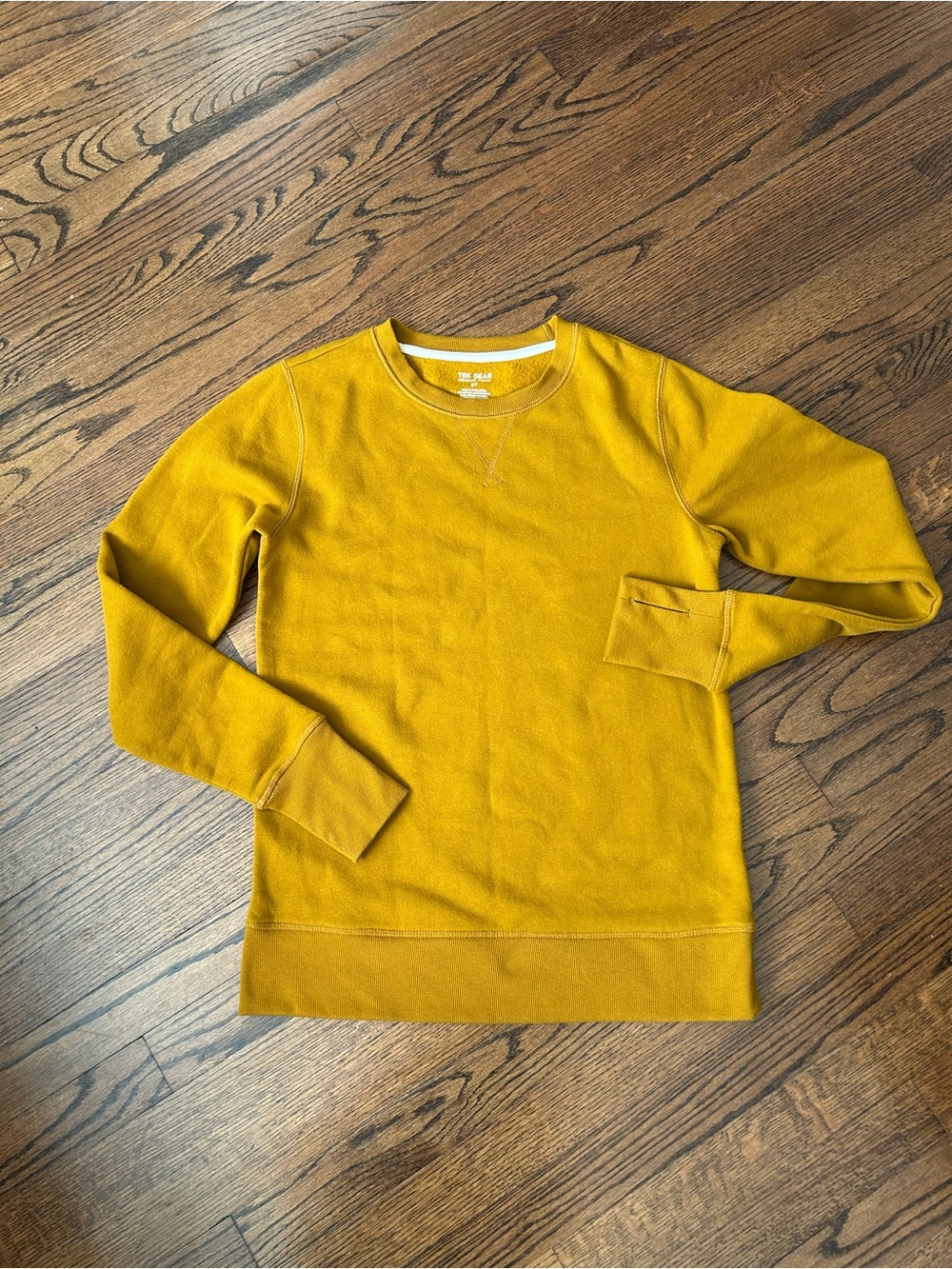 Women’s Mustard Crewneck Lightweight Sweatshirt w/Thumb Holes